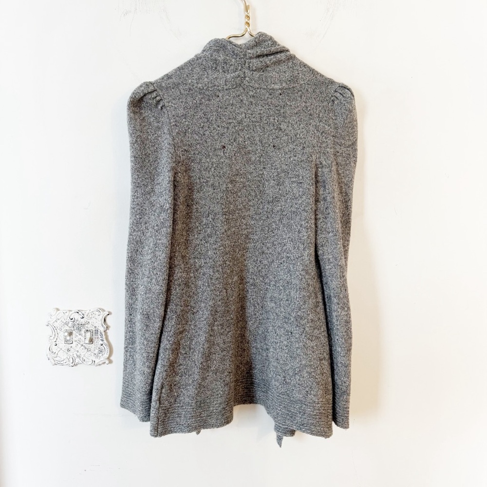 Anthropologie Kyu Yamate Gray Wool Structured Puff Sleeve Cardigan Sweater L - Picture 6 of 9